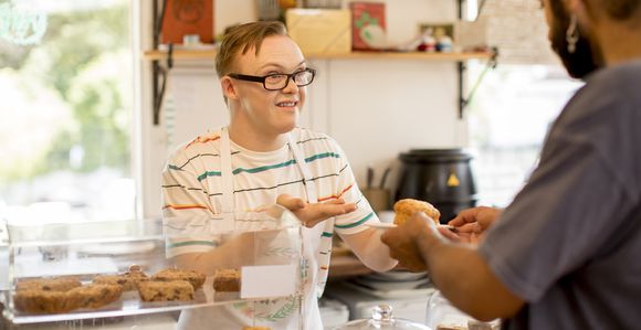 Young man at bakery